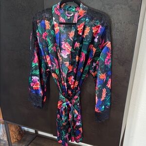 Victoria's Secret Floral Robe - Black and Pink